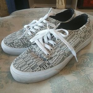 Vans ultracush black/cream print, womens size 8.5